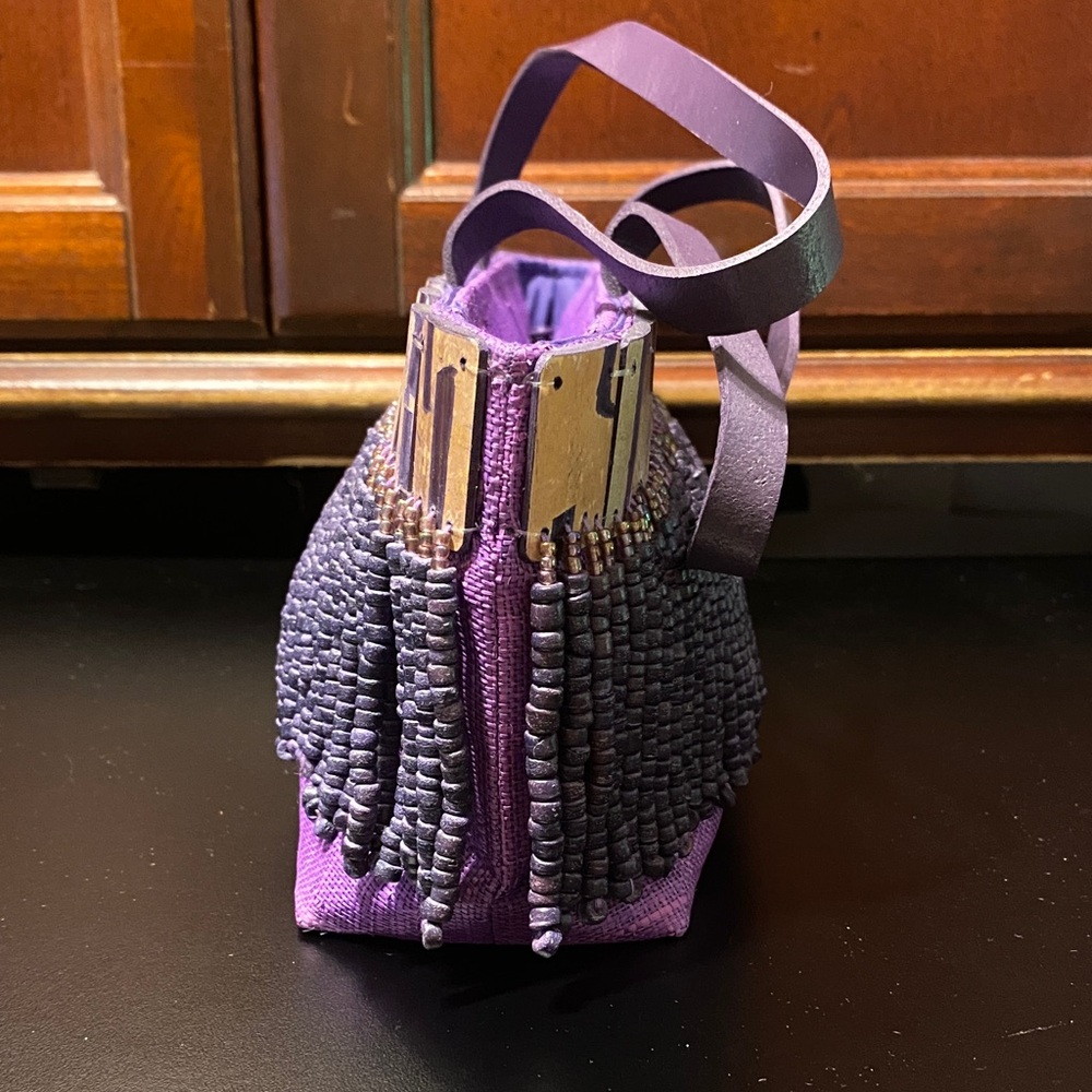 Purple Beaded Women's Bag - Picture 2 of 16